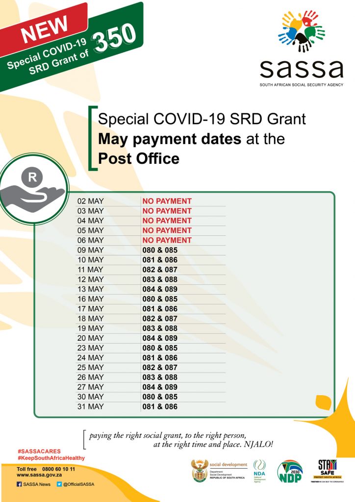 Special COVID-19 SRD Grant May payment dates at Post Office 